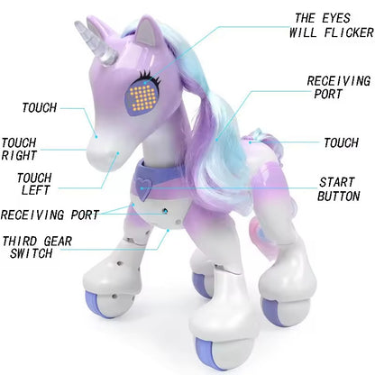 Remote Control Smart Unicorn – Walking & Talking Interactive Toy with Glowing Horn