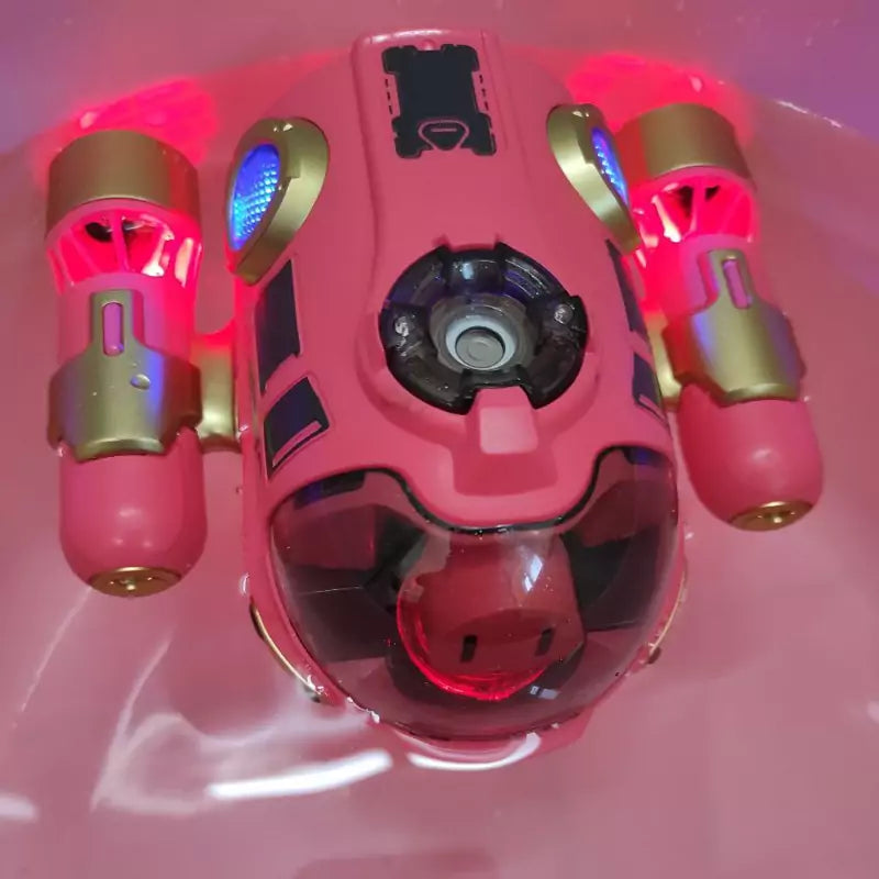 Remote Control Spray Motorboat Toy with Waterproof Design, LED Lights, Safe for Ages 3+