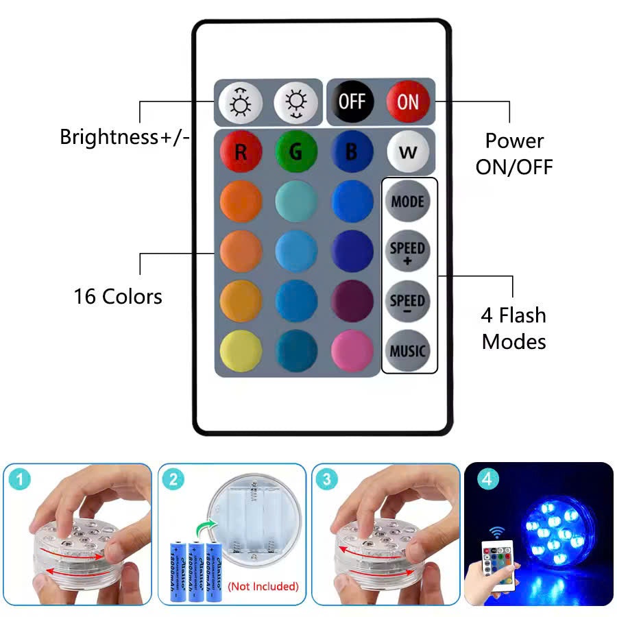 Remote Control Waterproof Magnetic Suction Cup LED Light – Adjustable Lighting Modes, Easy to Use