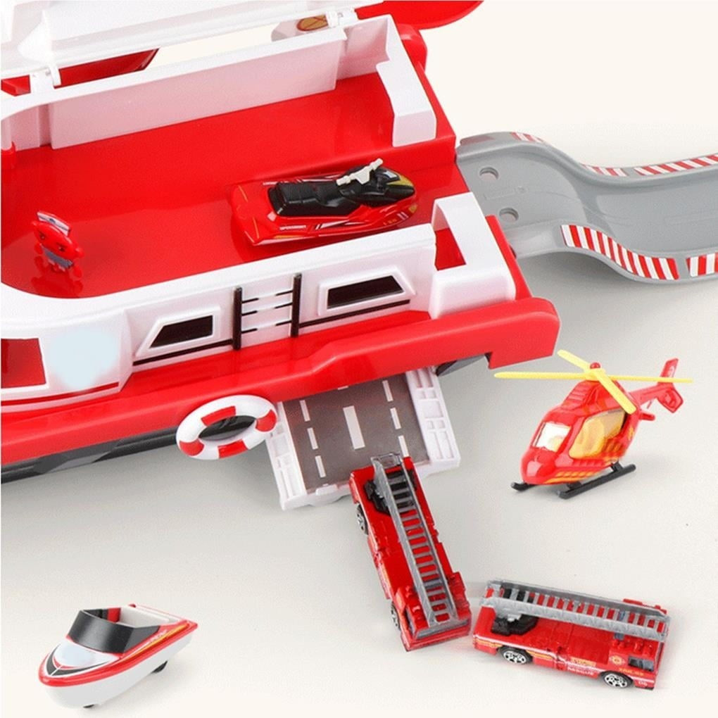 Rescue Boat Toy with Lights and Sounds – Includes Car, Helicopter, and Rescue Boat – Safe for Ages 3+