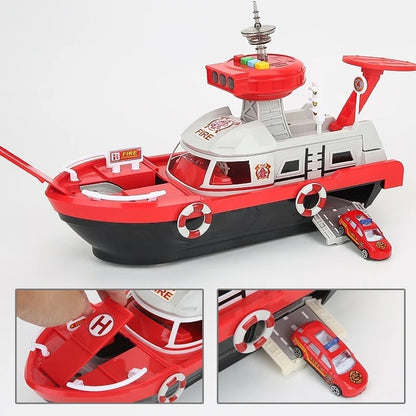 Rescue Boat Toy with Lights and Sounds – Includes Car, Helicopter, and Rescue Boat – Safe for Ages 3+