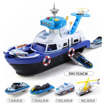 Rescue Boat Toy with Lights and Sounds – Includes Car, Helicopter, and Rescue Boat – Safe for Ages 3+