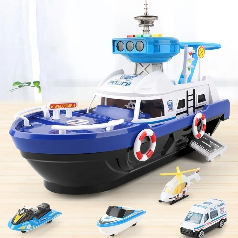 Rescue Boat Toy with Lights and Sounds – Includes Car, Helicopter, and Rescue Boat – Safe for Ages 3+