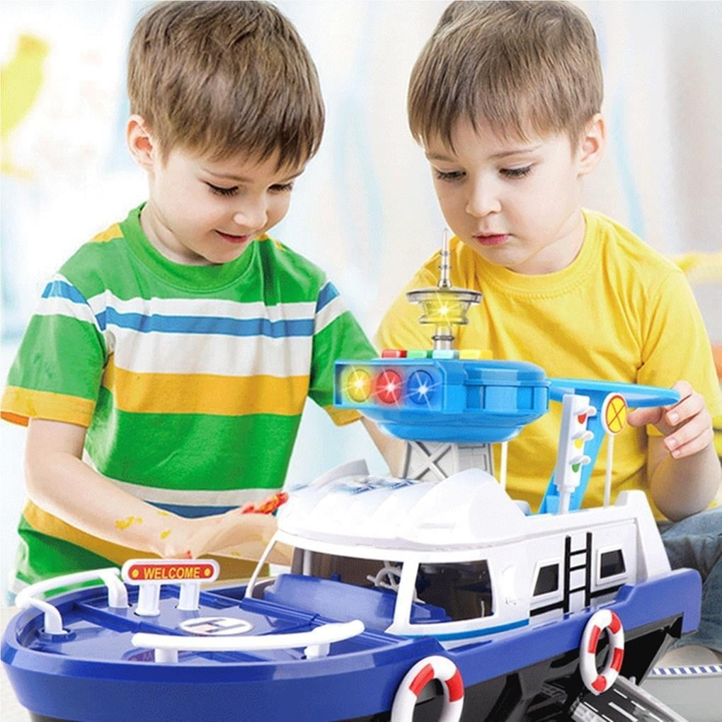 Rescue Boat Toy with Lights and Sounds – Includes Car, Helicopter, and Rescue Boat – Safe for Ages 3+