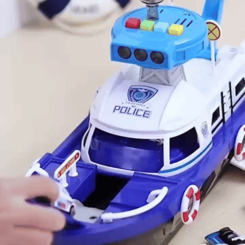 Rescue Boat Toy with Lights and Sounds – Includes Car, Helicopter, and Rescue Boat – Safe for Ages 3+