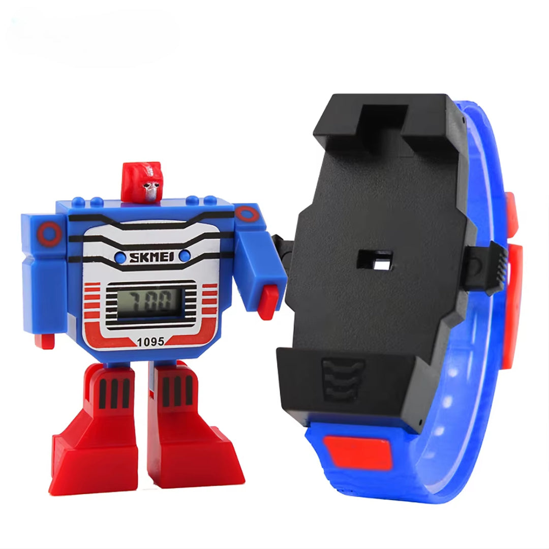 Robot Transformation Digital Watch with Digital Time Display, Premium PU Resin Strap for Kids