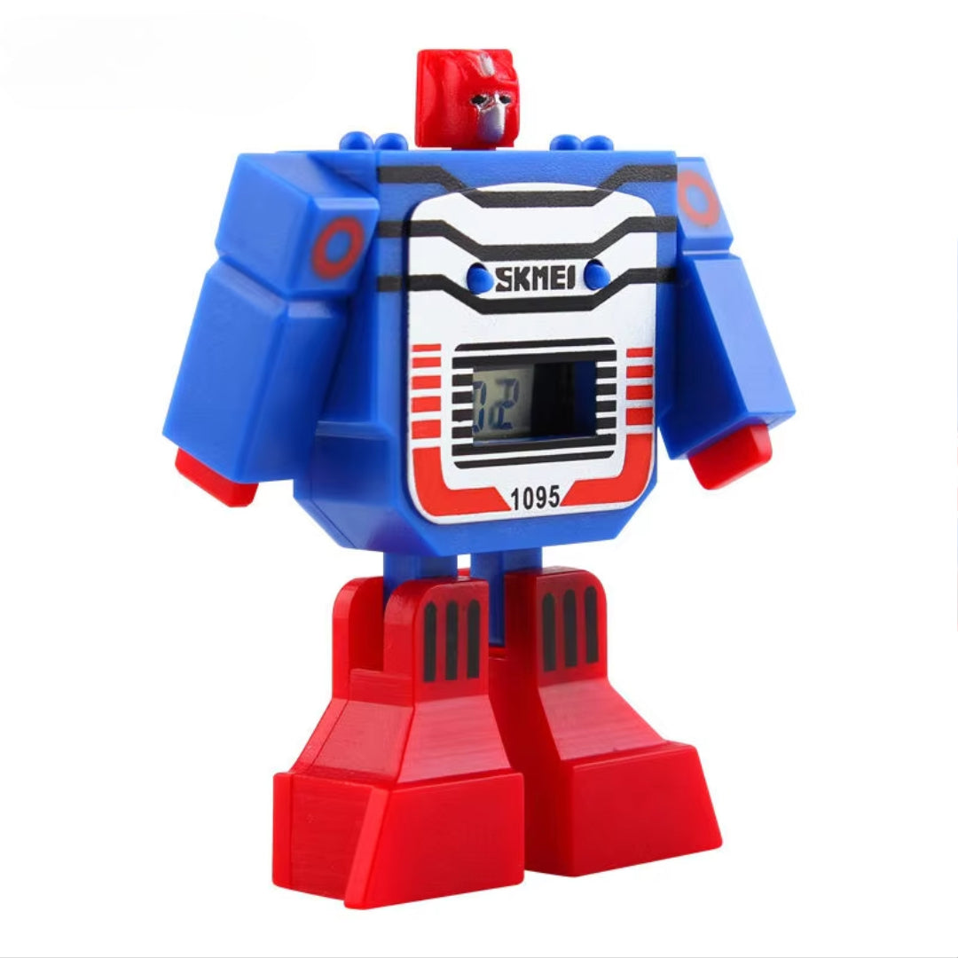 Robot Transformation Digital Watch with Digital Time Display, Premium PU Resin Strap for Kids