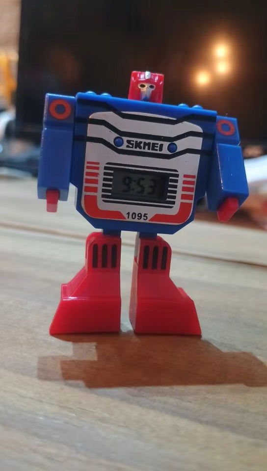 Robot Transformation Digital Watch with Digital Time Display, Premium PU Resin Strap for Kids