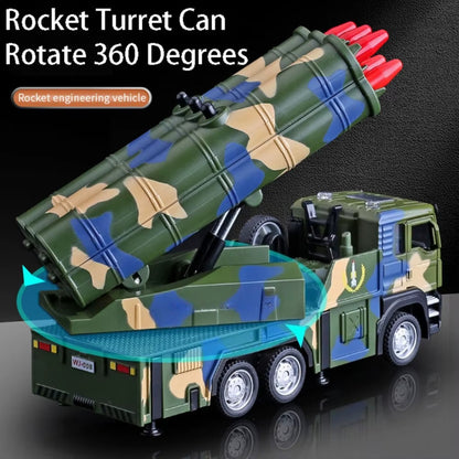 Rocket Launcher Car with 360° Rotating Launcher and Realistic Lights and Sounds, Safe for Ages 3+