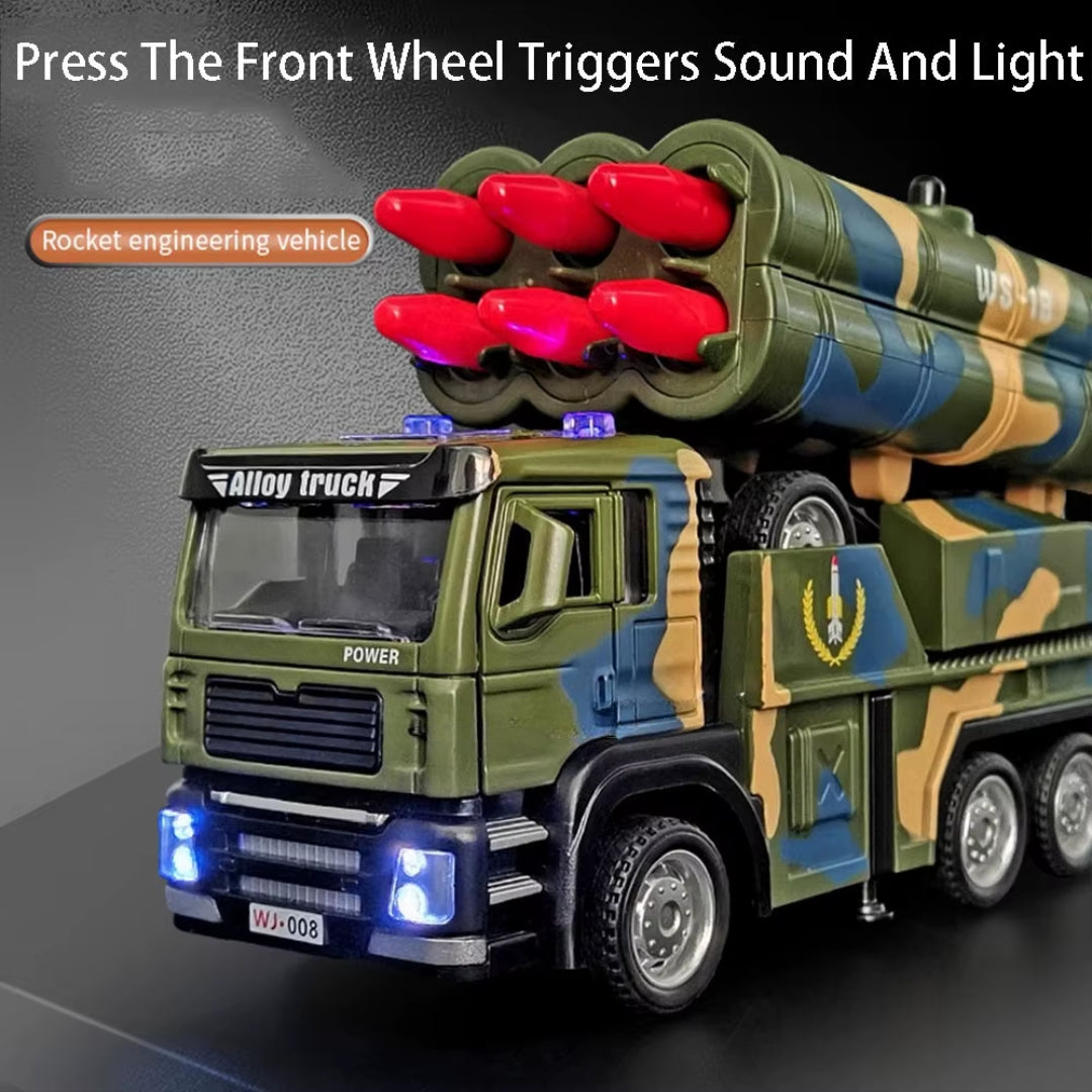 Rocket Launcher Car with 360° Rotating Launcher and Realistic Lights and Sounds, Safe for Ages 3+