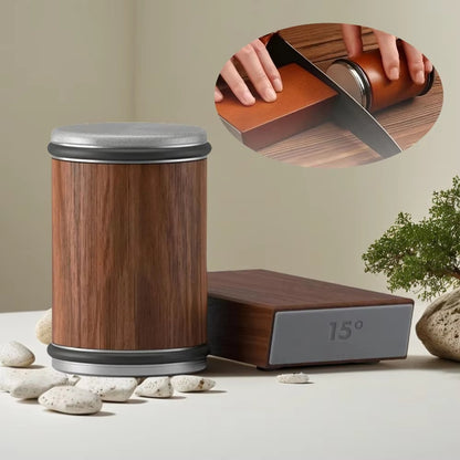 Rolling Knife Sharpener & Magnetic Holder Set – Diamond Sharpening Stone with 15° & 20° Angle Roller for Effortless Blade Perfection