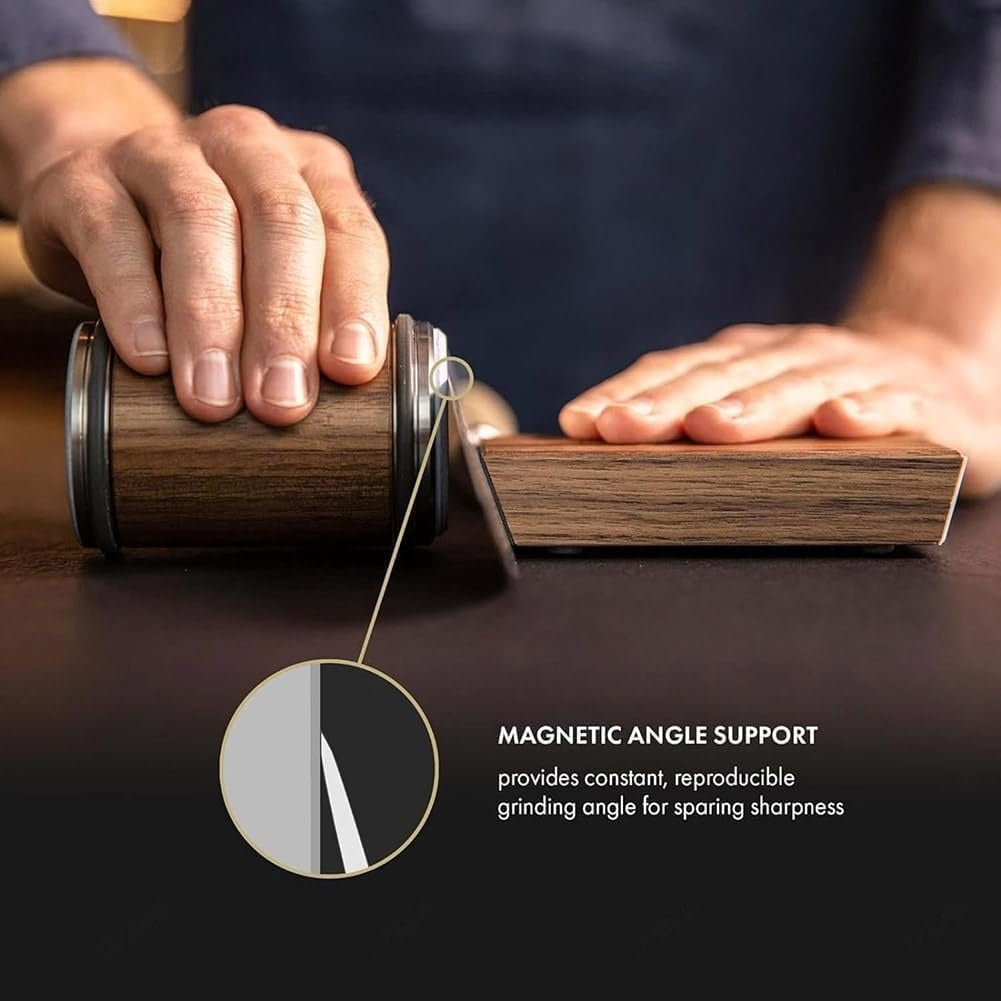 Rolling Knife Sharpener & Magnetic Holder Set – Diamond Sharpening Stone with 15° & 20° Angle Roller for Effortless Blade Perfection