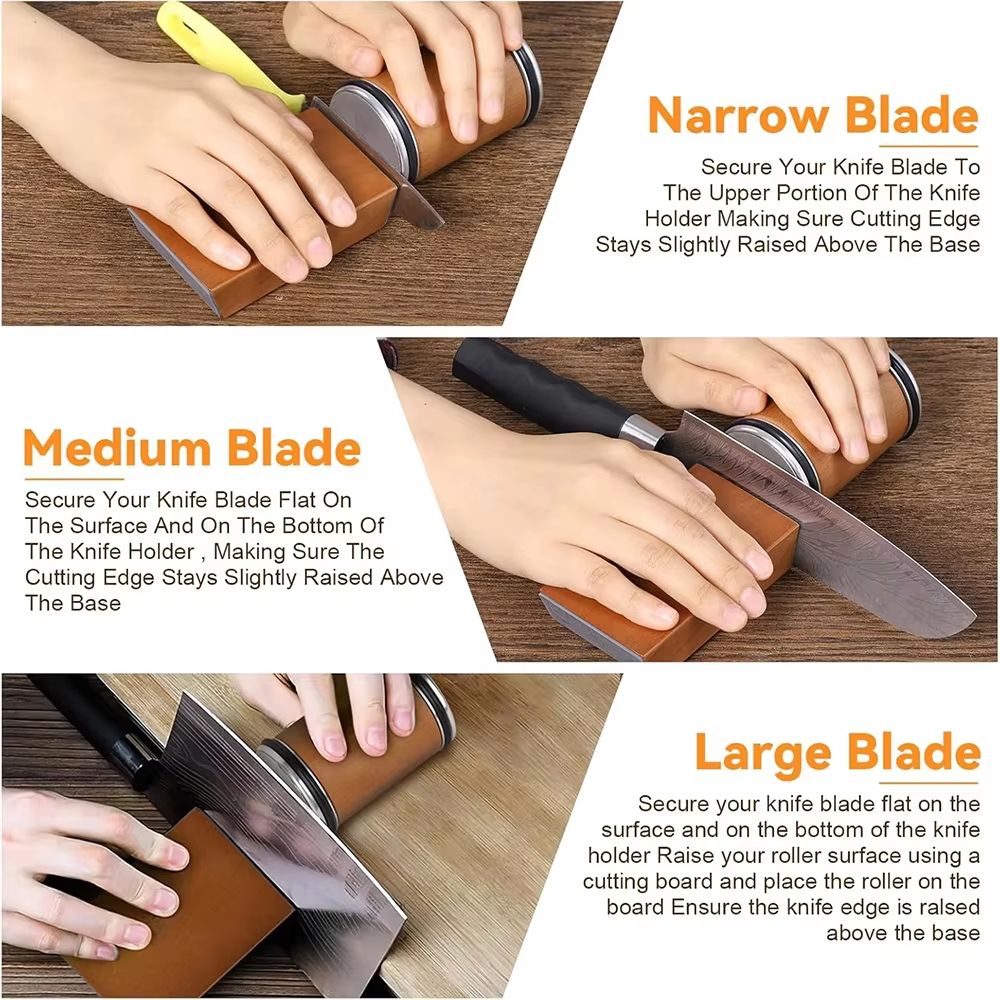 Rolling Knife Sharpener & Magnetic Holder Set – Diamond Sharpening Stone with 15° & 20° Angle Roller for Effortless Blade Perfection