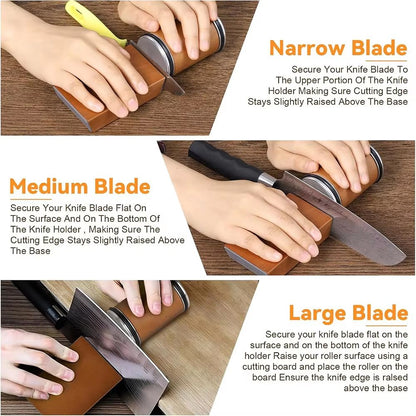 Rolling Knife Sharpener & Magnetic Holder Set – Diamond Sharpening Stone with 15° & 20° Angle Roller for Effortless Blade Perfection