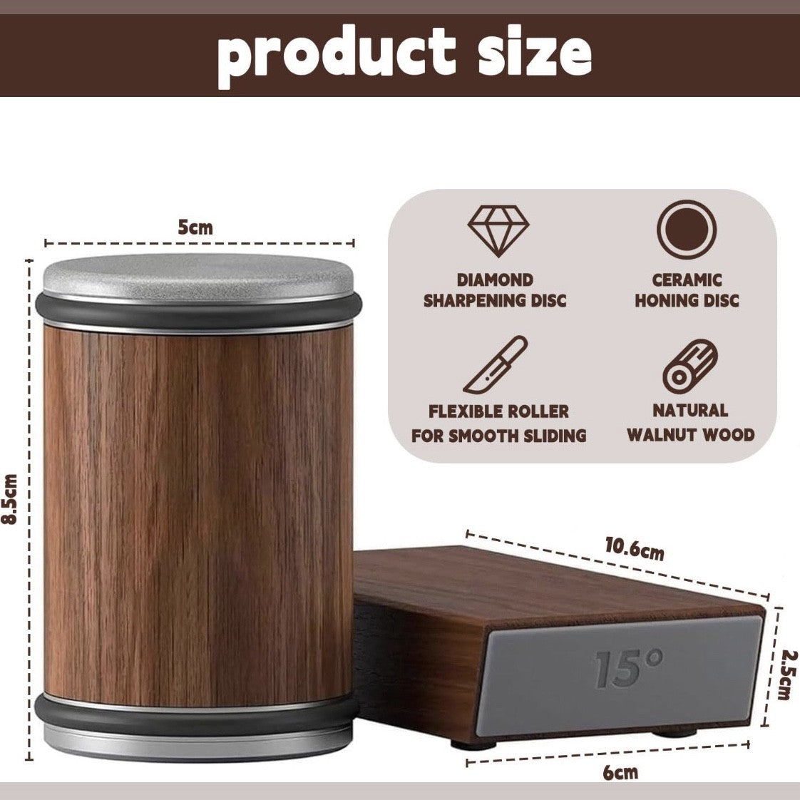 Rolling Knife Sharpener & Magnetic Holder Set – Diamond Sharpening Stone with 15° & 20° Angle Roller for Effortless Blade Perfection