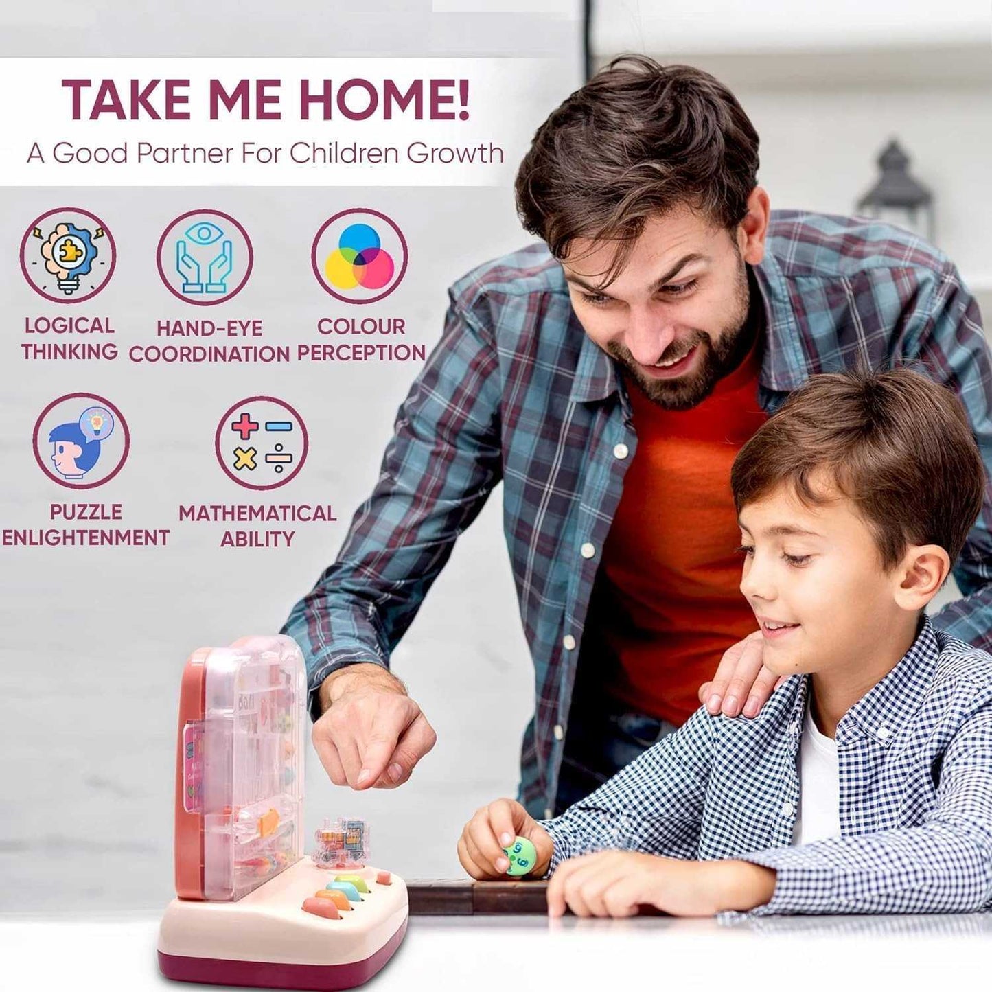 Rolling Track Ball Puzzle Toys With Sound & Light, Motion Control, Auto Start Stop, USB Battery Powered for Ages 3+