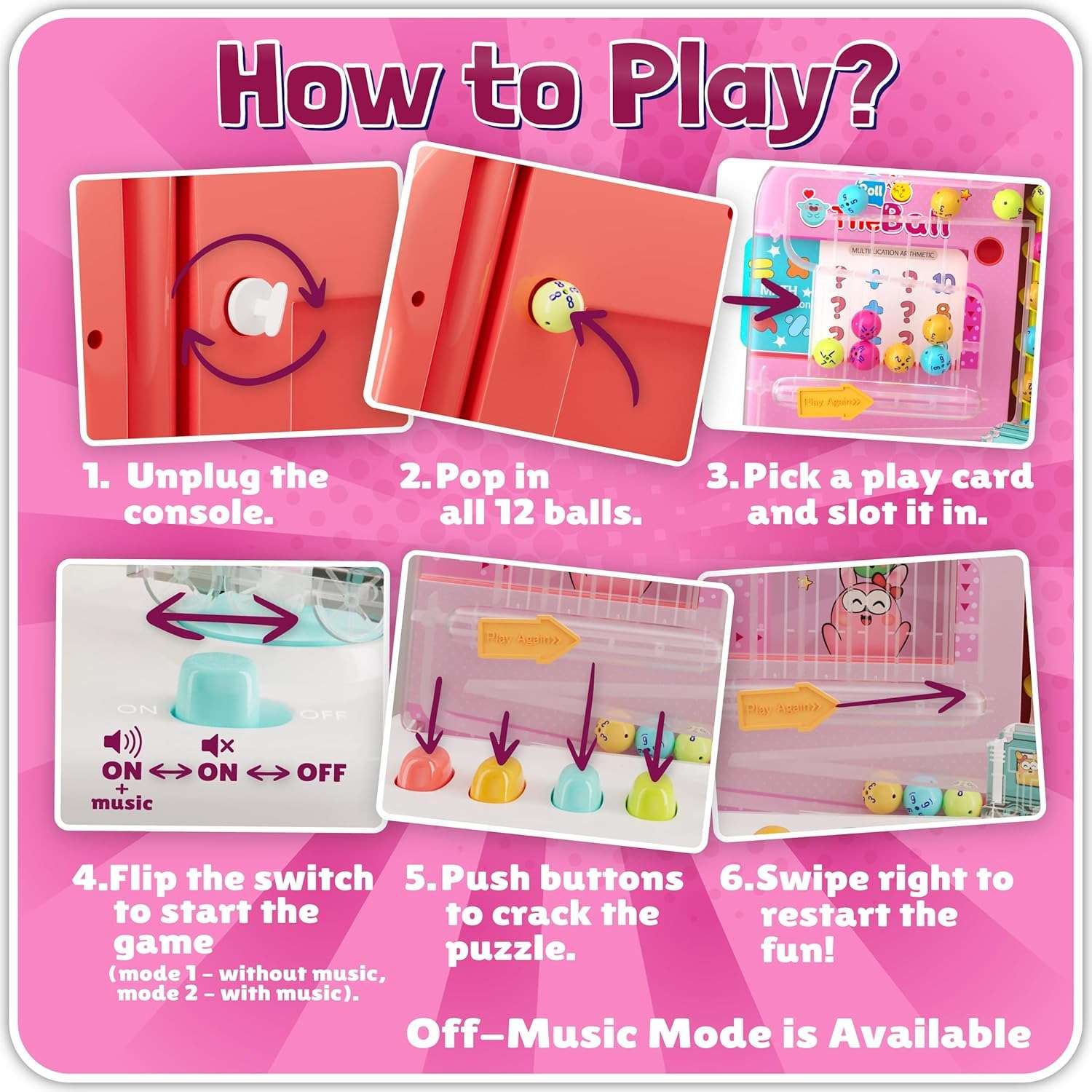 Rolling Track Ball Puzzle Toys With Sound & Light, Motion Control, Auto Start Stop, USB Battery Powered for Ages 3+