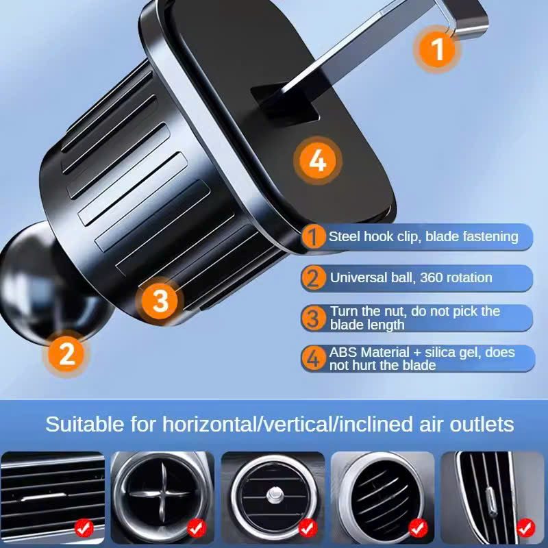 Rotatable Car Phone Holder for Air Vent – 360° Swivel, Foldable, and Easy to Use