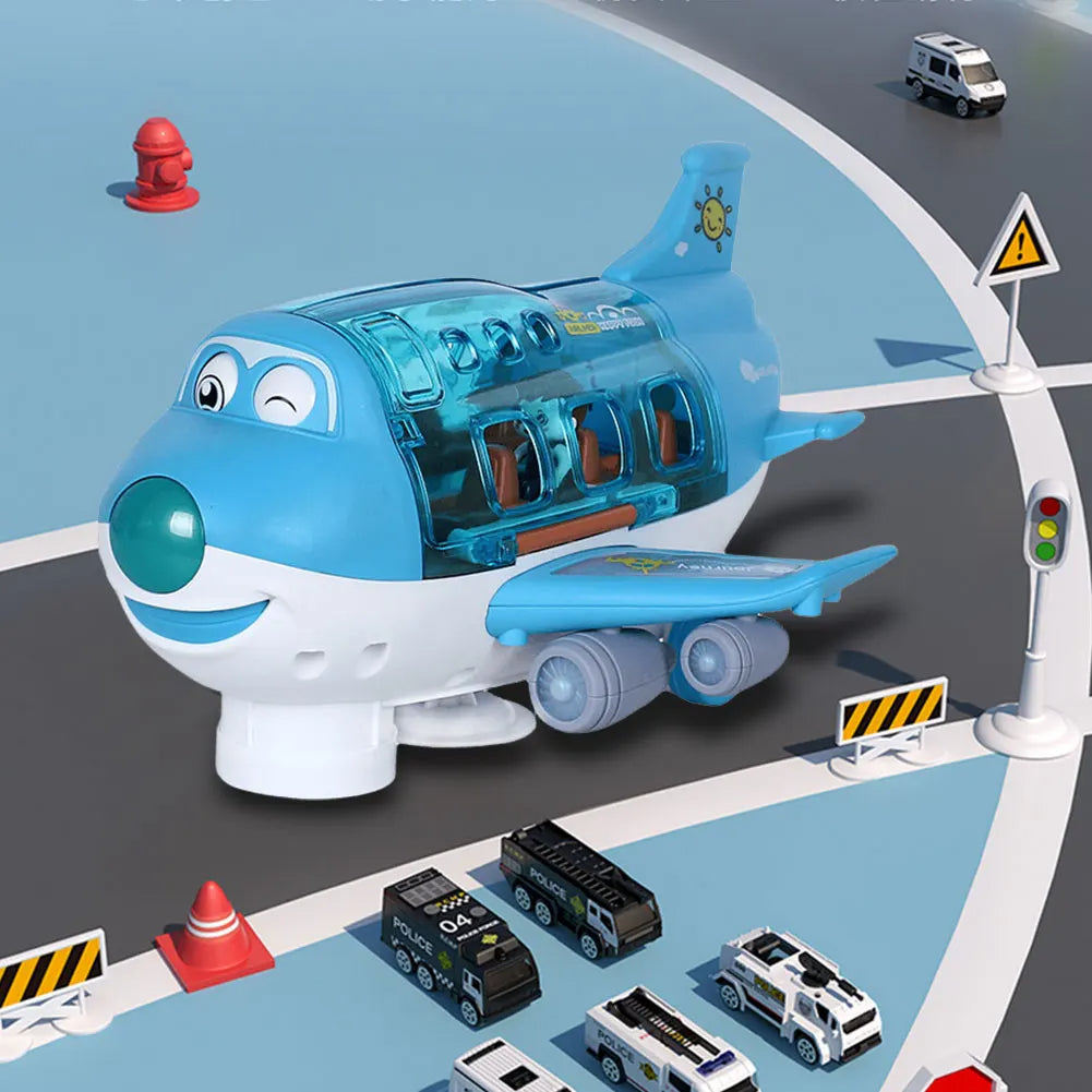 360° Rotating Electric Airplane Toy with Lights and Music, Smart Direction Change, Safe for Ages 3+