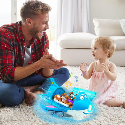 360° Rotating Electric Airplane Toy with Lights and Music, Smart Direction Change, Safe for Ages 3+