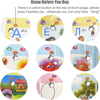 Russian Electronic Sound Book with Interactive Learning Toy for Kids, Voice Reading & Storytelling Function, Safe for Ages 3+
