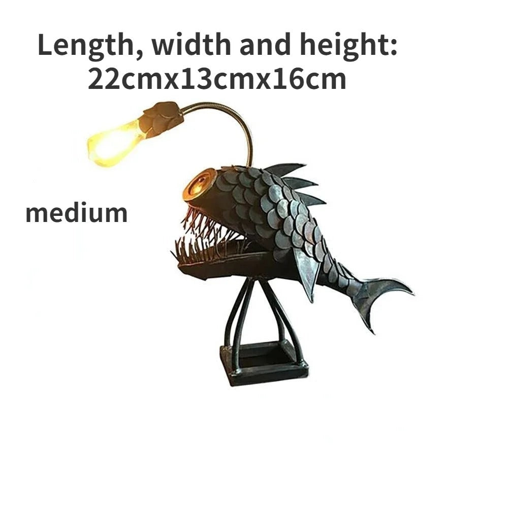 Rustic Usb Angler Fish Lamp, Shark Lamp Steampunk Style Table Lamp, Steampunk Angler Fish Lamp, Anglerfish Lamp Retro Art Table Lamp
