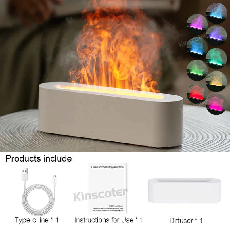 Realistic Color Flame Aromatherapy Diffuser 150Ml Usb