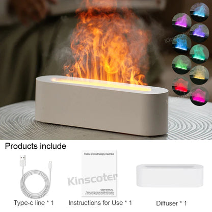 Ultrasonic Aroma Diffuser With Realistic Flame Light