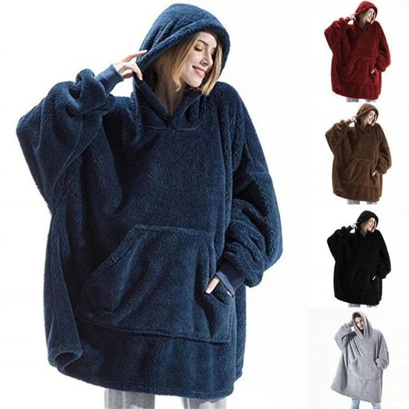 Cozy Oversized Fleece Hoodie Blanket With Hood