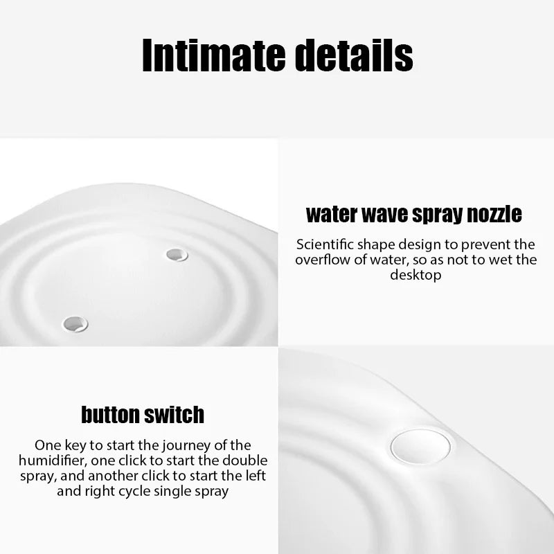 Usb Air Humidifier With Dual Spray And 2000Ml Capacity