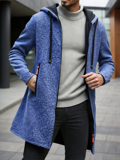 Men'S Fleece Hooded Zipper Jacket: Casual Outdoor Wear