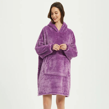 Oversized Wearable Winter Fleece Blanket Hoodie