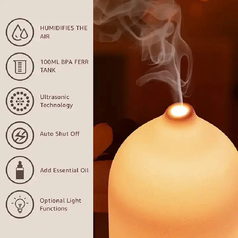 Ceramic Ultrasonic Essential Oil Aroma Diffuser With Led Lights