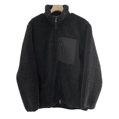 Unisex Fleece Stand Neck Jacket Zipper Coat