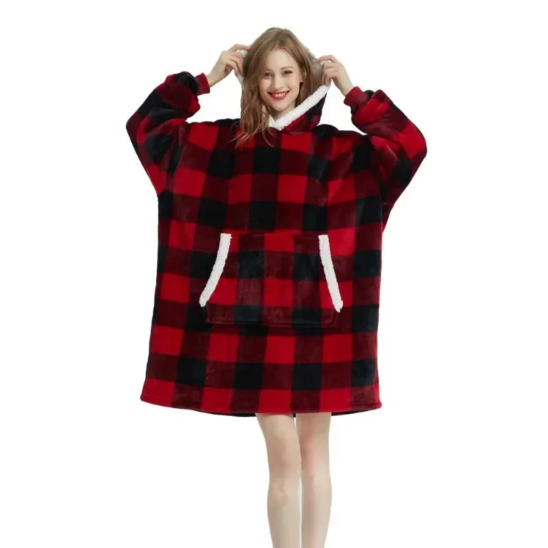 Oversized Wearable Winter Fleece Blanket Hoodie