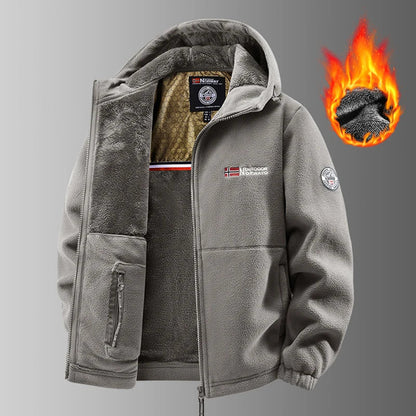 Men'S Winter Tactical Fleece Jacket With Hood