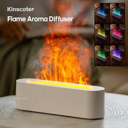 Ultrasonic Aroma Diffuser With Realistic Flame Light