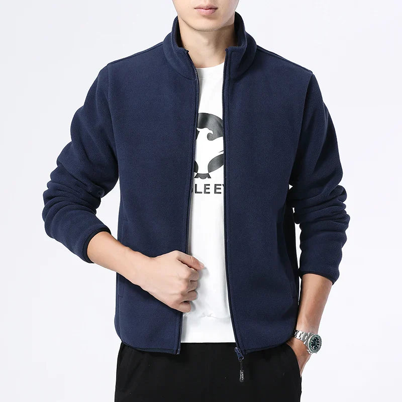 Men'S Wool Fleece Jacket With Stand Collar