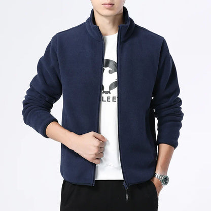 Men'S Wool Fleece Jacket With Stand Collar