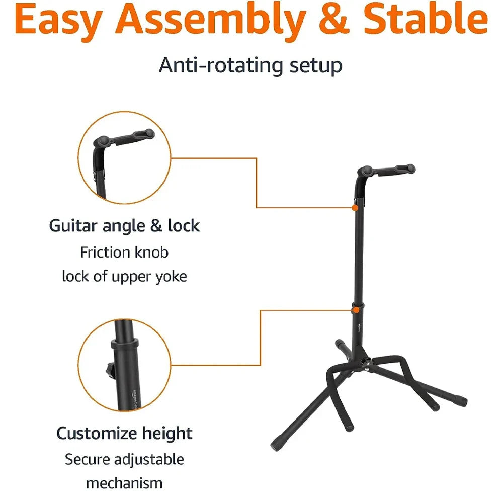 Compact Tripod Guitar Stand With Safety Lock