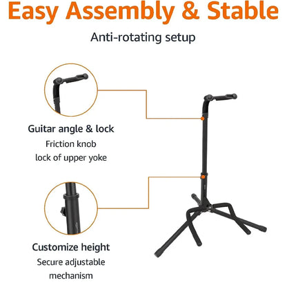Compact Tripod Guitar Stand With Safety Lock