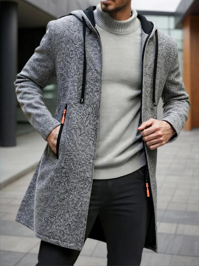 Men'S Fleece Hooded Zipper Jacket: Casual Outdoor Wear