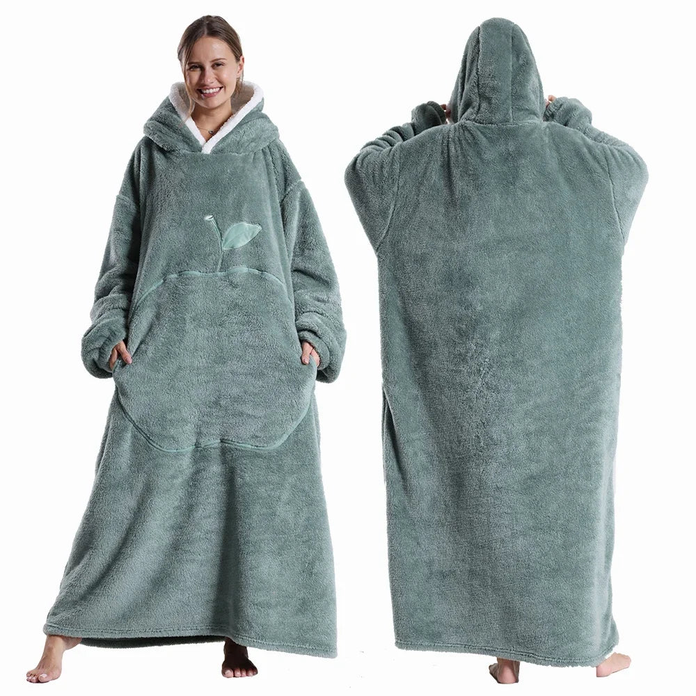 Oversized Wearable Blanket With Hood, Cozy Winter Comfort