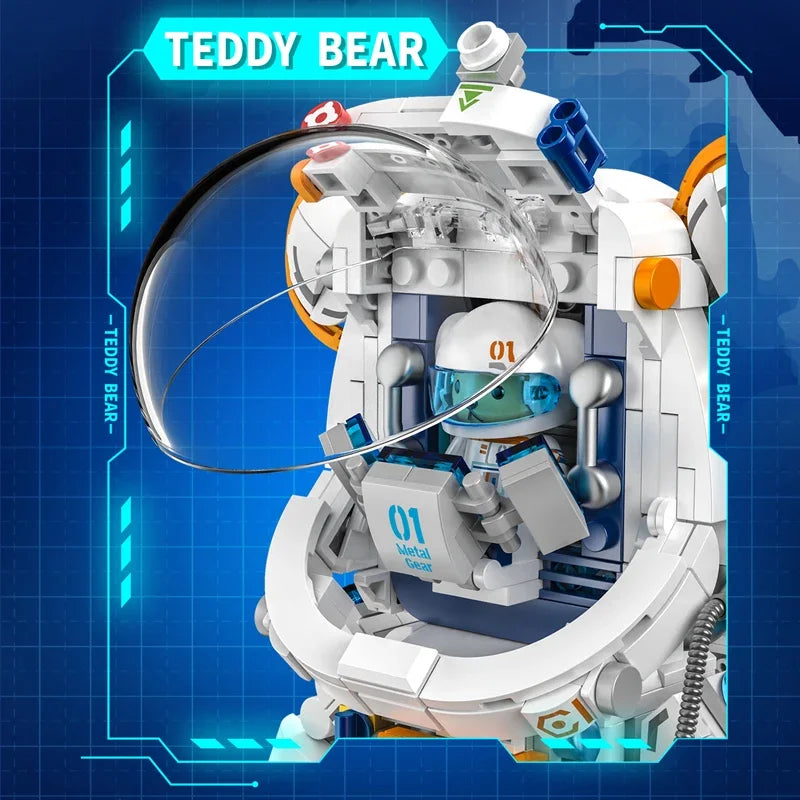 Astronaut Teddy Bear Building Blocks With Led Lights