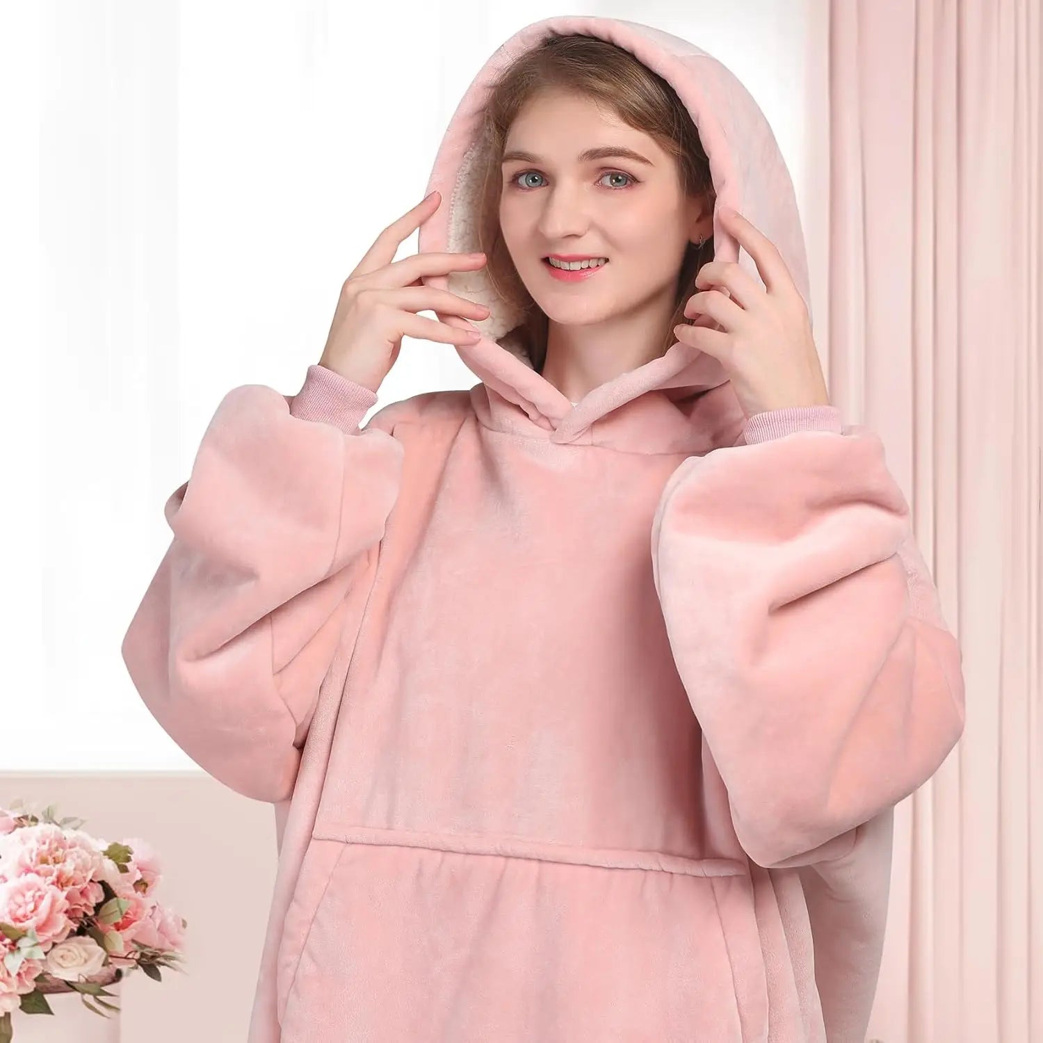 Oversized Wearable Blanket Hoodie With Hood And Pockets