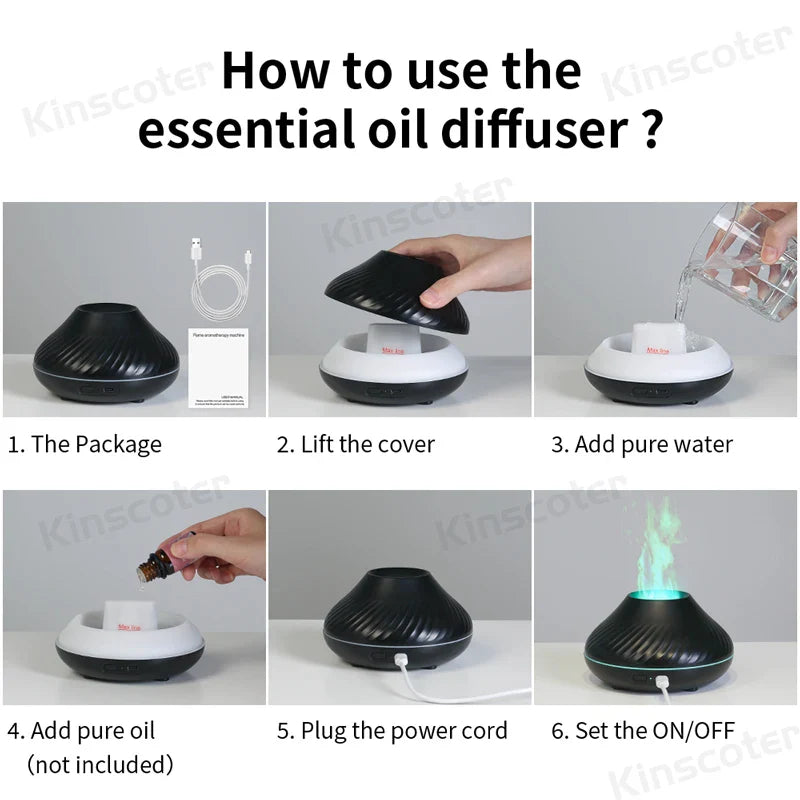 Volcanic Aroma Diffuser With Flame Night Light