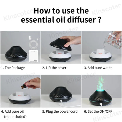 Volcanic Aroma Diffuser With Flame Night Light