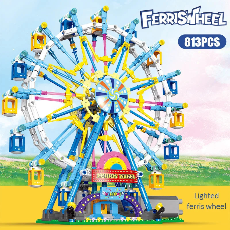 Rotating Ferris Wheel Building Blocks Toy With Lights