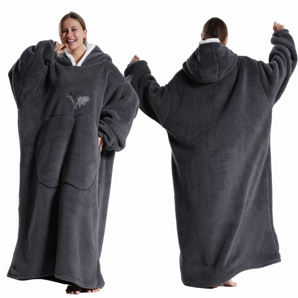 Oversized Wearable Blanket With Hood, Cozy Winter Comfort