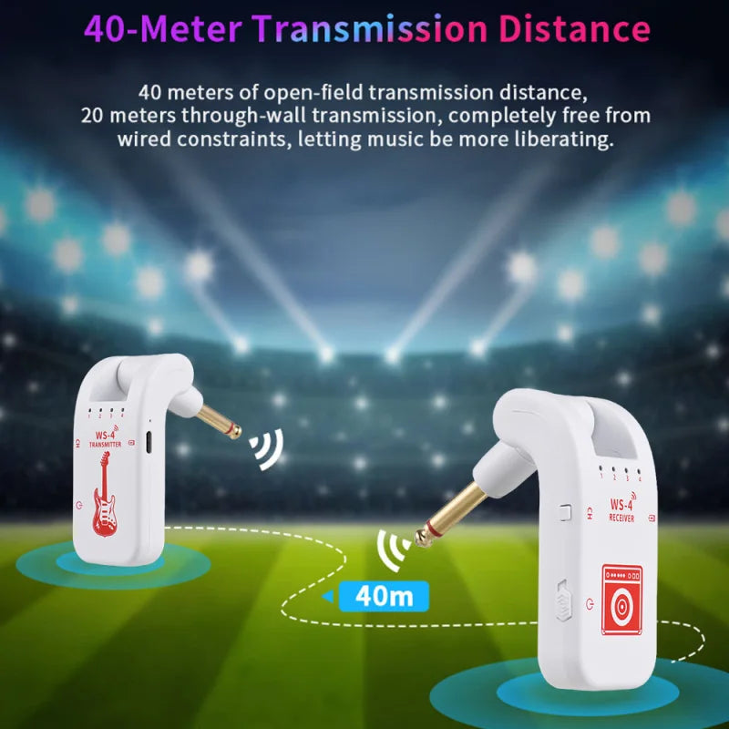 Wireless Rechargeable Guitar Transmitter Receiver 40M Range